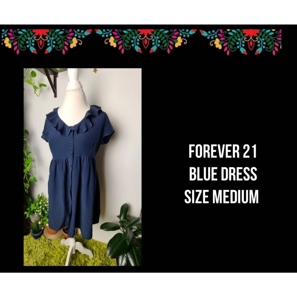FOREVER 21 ~ 100% SILK BLUE DRESS
